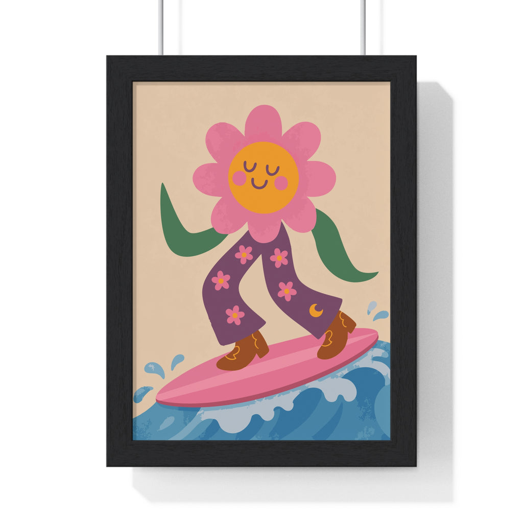 Surfing Flower Framed Print