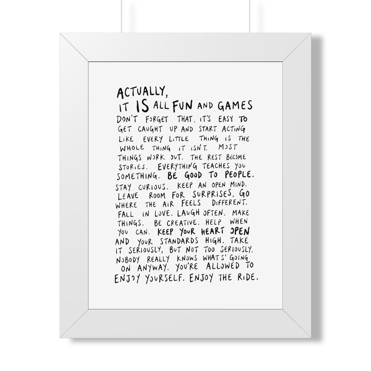Actually, It Is All Fun and Games - Vertical Framed Poster